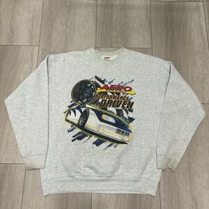Vintage 90s Aero Race Wheels Racing Crewneck Sweatshirt Distressed Gray Size XL